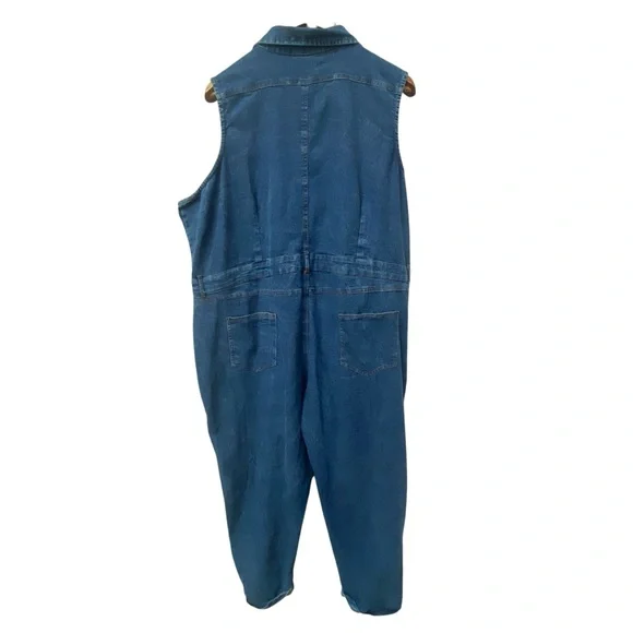 Ashley Stewart Sleeveless Denim Jumpsuit Blue Jeans size 24 3X - Picture 5 of 7